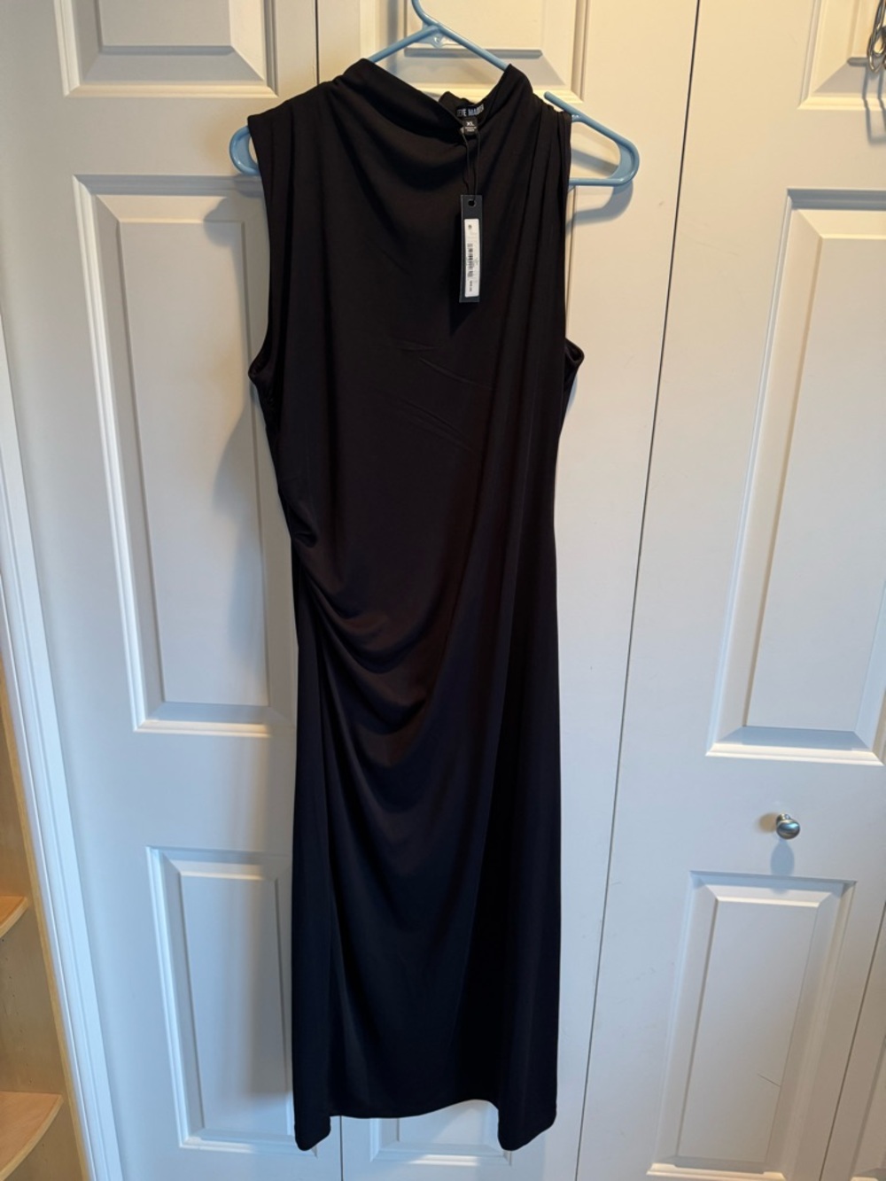 Steve Madden Black Sleeveless Draped Maxi Dress